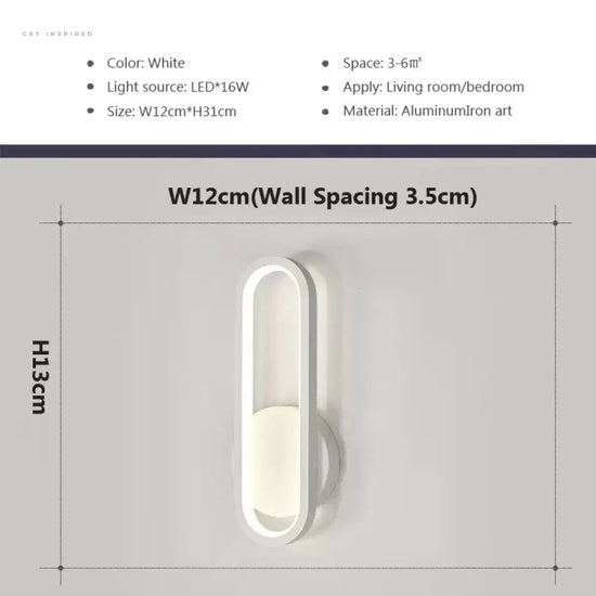 Applique Murale Moderne Design Scandinave Élégante Blanc / Lumière Blanche Chambre
