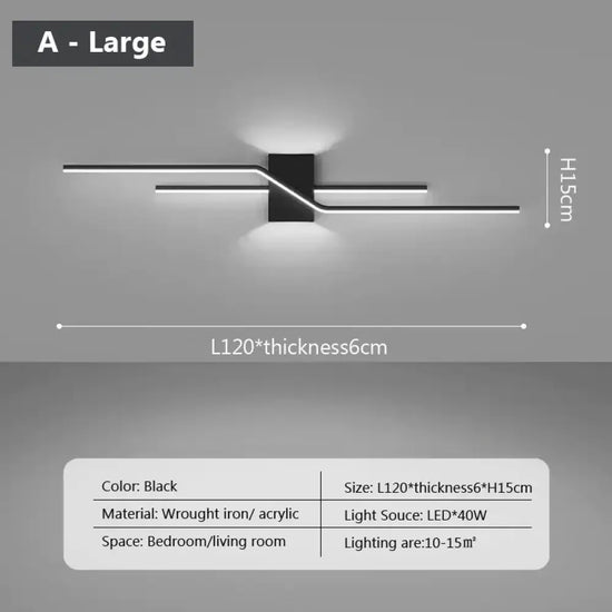 Applique Murale Moderne Éclairage Tendance Chic Élégant Typea Noir 120Cm / Gradation