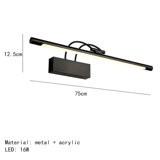 Applique Murale Moderne Élégante Design Led Intégrée 75Cm-Noir / Lumière Chaude Chambre