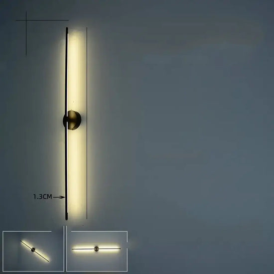 Applique Murale Nordique Déco Minimaliste Tendance Élégante Noir / 100 Cm Blanc Froid