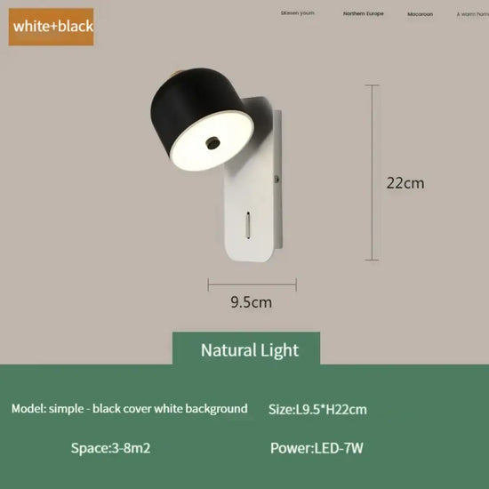 Applique Murale Nordique Design Élégant Minimaliste Naturel-Blanc-Noir / 7W Chambre