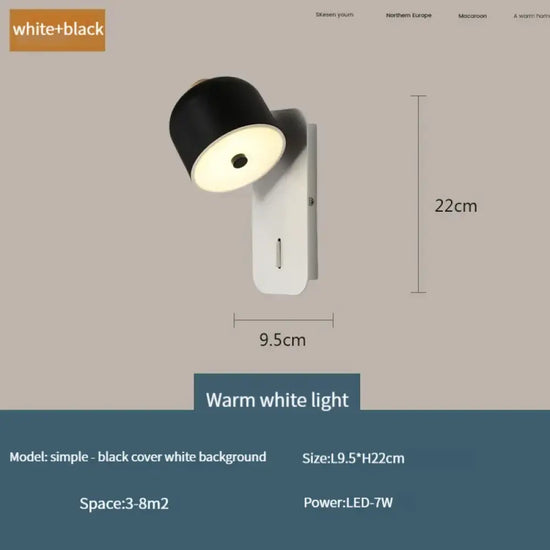 Applique Murale Nordique Design Élégant Minimaliste Noir Blanc Chaud / 7W Chambre
