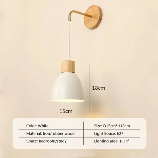 Applique Murale Nordique Design Scandinave Élégante Blanc 15Cm Chambre