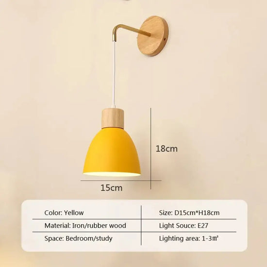 Applique Murale Nordique Design Scandinave Élégante Jaune 15Cm Chambre