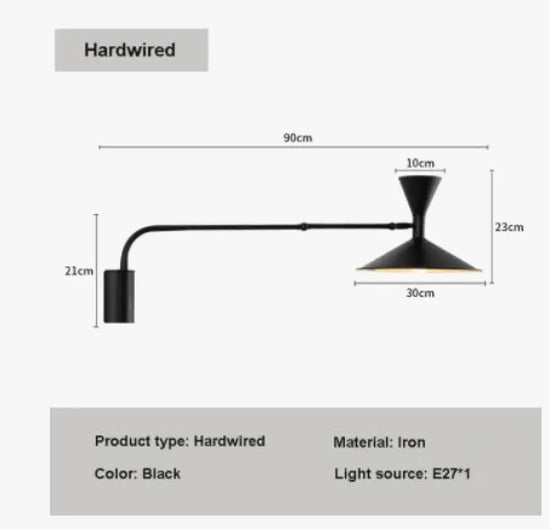 Applique Murale Nordique Élégante Contemporaine Articulée. Chambre