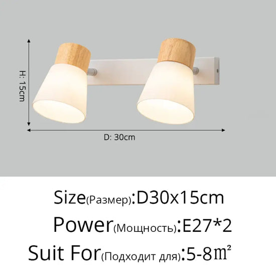Applique Murale Nordique Élégante Minimaliste Design Style A 2 Têtes / Blanc Chaud (2700-3500K)