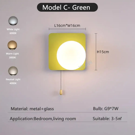 Applique Murale Nordique Lumière Design Élégante C Vert / 3 Température De Couleur Chambre