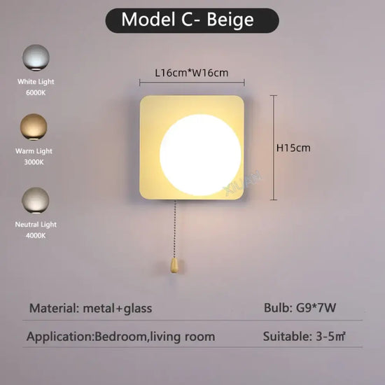 Applique Murale Nordique Lumière Design Élégante Cbeige / 3 Température De Couleur Chambre