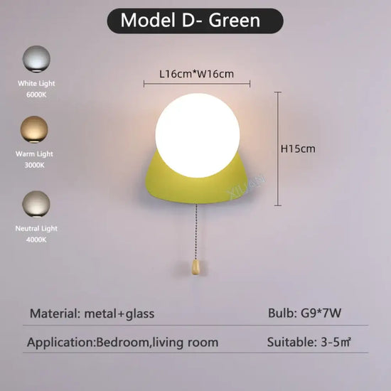 Applique Murale Nordique Lumière Design Élégante D Vert / 3 Température De Couleur Chambre