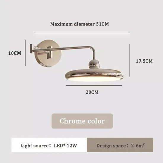 Applique Murale Pliable Design Lumineux Élégant. Couleur Chrome / 3 Températures De Couleur Chambre