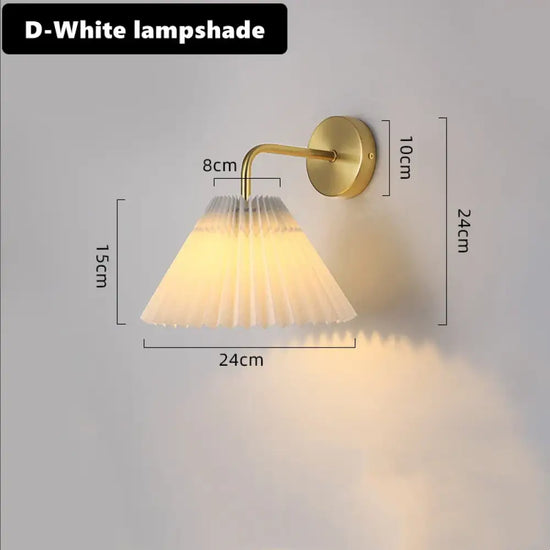 Applique Murale Plissée Scandinave Élégante Naturelle. Abat-Jour D-Blanc / Blanc Froid Chambre