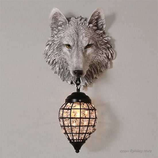 Applique Murale Résine Loup Déco Rustique Chic. Chambre