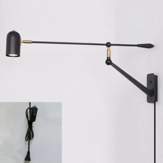 Applique Murale Rétractable: Design Moderne Lumière Élégante Noir Avec Prise Chambre