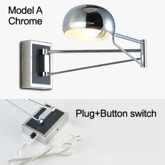 Applique Murale Rétractable Élégante Lumière Ajustable Prise À Bouton Chambre