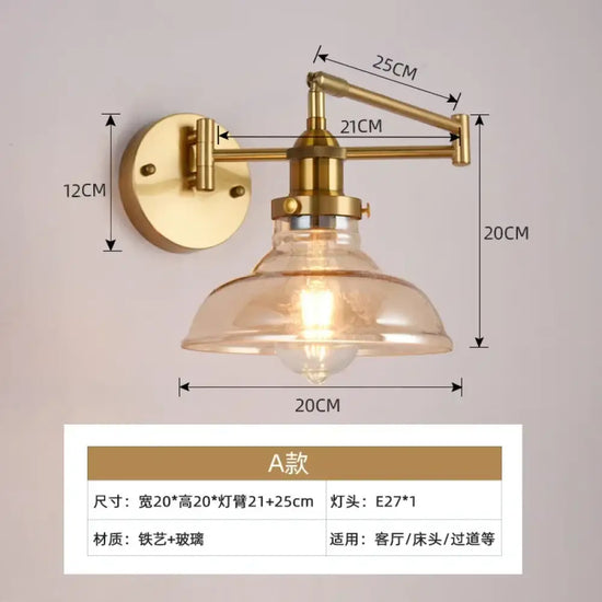Applique Murale Rétro Élégante Orientable Lumineuse Transparent-A / Blanc Chaud (2700-3500K) Chambre
