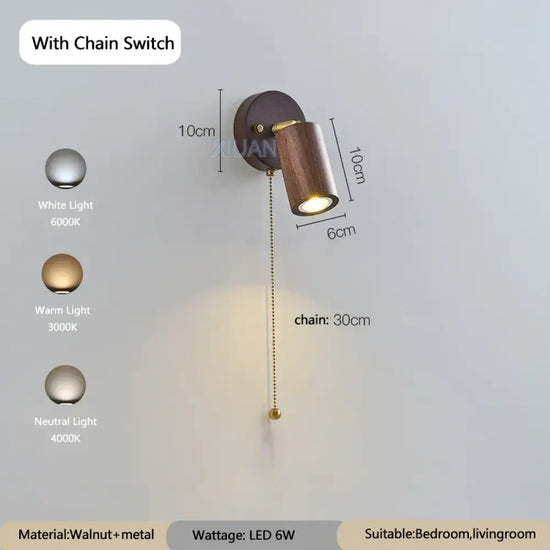 Applique Murale Rétro Projecteur Industriel Design. Interrupteur À Chaîne / 3 Température De