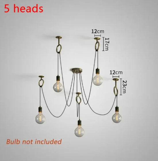 Applique Murale Rétro Rustique Industrielle Élégante. 5 Têtes Chambre