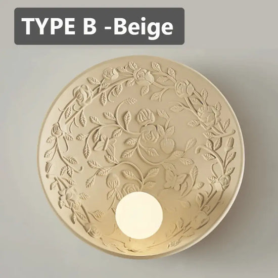 Applique Murale Ronde Élégante Vintage Verre. Type B - Beige / Blanc Froid (5500-7000K) Applique