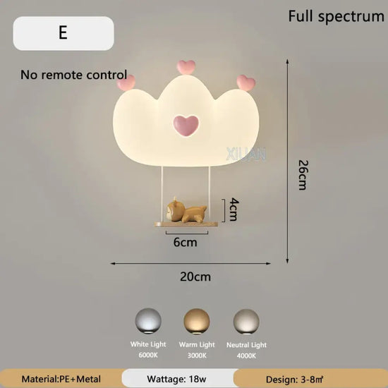 Applique Murale Rose Déco Chambre Enfant Licorne. E / 3 Température De Couleur Pas Télécommande