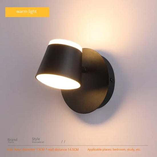 Applique Murale Rotative Design Contemporain Élégant Noir-3000K / C.a. 110 V Chambre