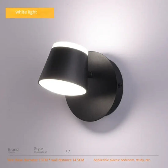 Applique Murale Rotative Design Contemporain Élégant Noir-6500K / C.a. 220 V Chambre