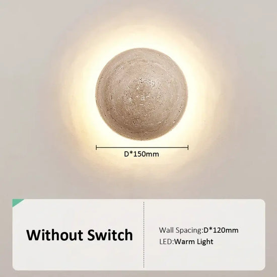 Applique Murale Travertin Sobre Et Lumineux Pas De Commutateur / D150Mm Blanc Chaud Chambre