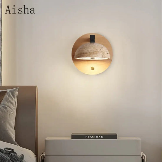 Applique Murale Wabi-Sabi En Pierre Élégance Minérale. Chambre