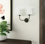 Appliques Murales Doubles Beige en Tissu