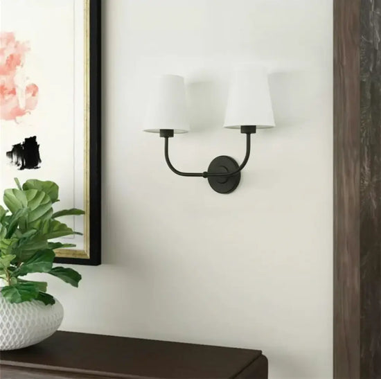 Appliques Murales Doubles Beige en Tissu