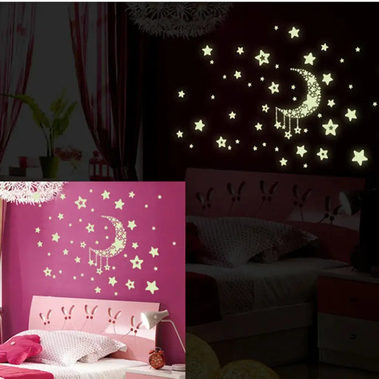 Autocollants muraux lumineux lunes et étoiles