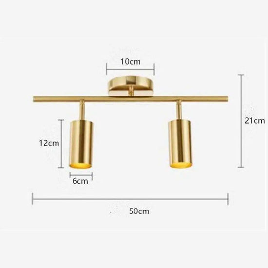Barre Led Aluminium Noir Doré 2 Lampes Luminaire Chambre
