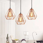 Cage Suspendue Diamant Vintage Couleur Luminaire Doré