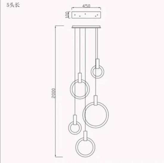 Cercle Éclairé Scandinave Suspension Design 5 Lampes Luminaire Chambre