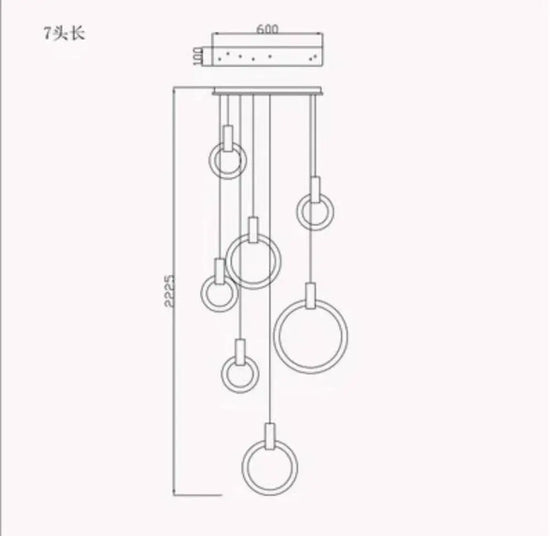 Cercle Éclairé Scandinave Suspension Design 7 Lampes Luminaire Chambre