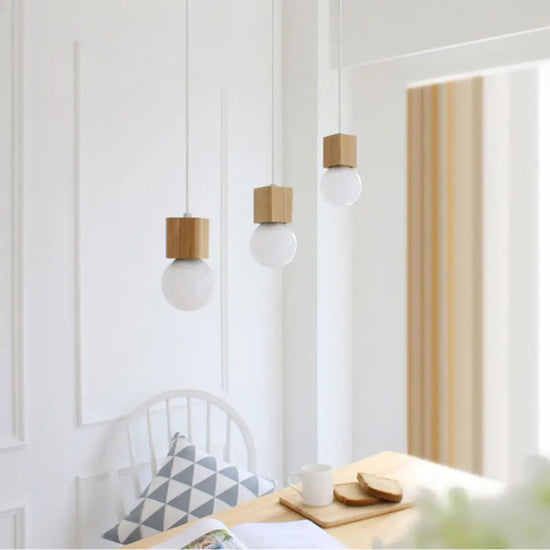 Cube En Bois Suspendu Luminaire Chambre
