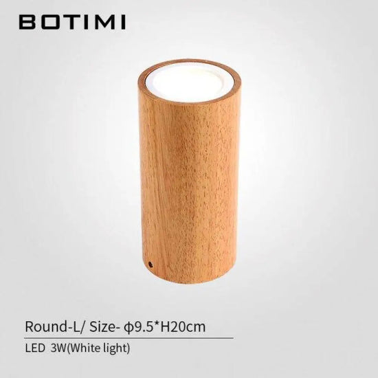 Cube Led Moderne En Bois Loft Cylindre / L Naturelle Luminaire Chambre