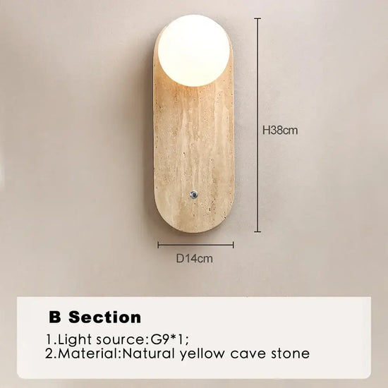 Décor Cercle Lumière Travertin Beige B / Blanc Chaud (2700-3500K) Applique Murale Chambre
