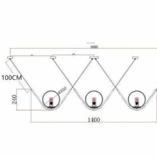 Design En Suspension: Métal Doré Verre 3 Luminaire Chambre
