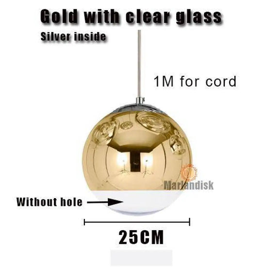 Design Led: Boule En Verre Et Chrome 25Cm - Doré Luminaire Doré