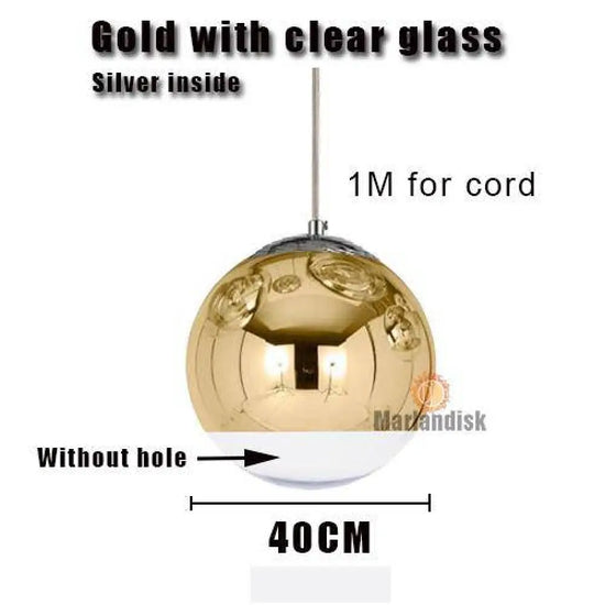 Design Led: Boule En Verre Et Chrome 40Cm - Doré Luminaire Doré