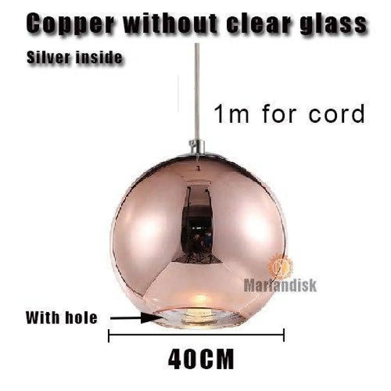 Design Led: Boule En Verre Et Chrome 40Cm - Rose Gold Luminaire Doré