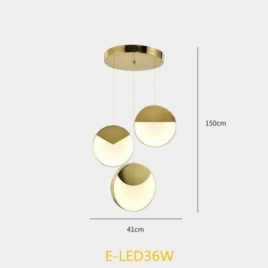 Design Led Suspendu Formes Arrondies Dorées 3 Lampes Luminaire Doré