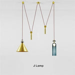 Design Suspension Multi-Lampes Pulley J Luminaire Chambre