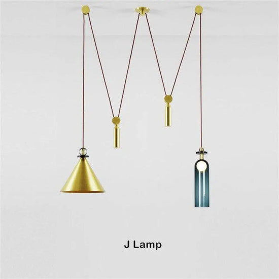 Design Suspension Multi-Lampes Pulley J Luminaire Chambre