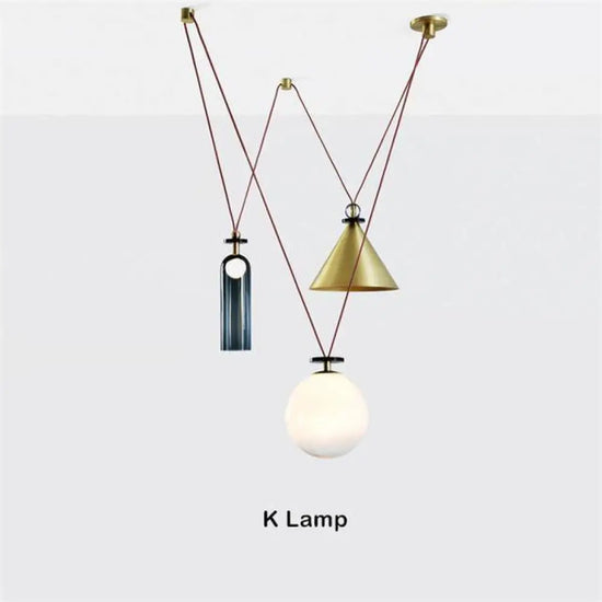 Design Suspension Multi-Lampes Pulley K Luminaire Chambre
