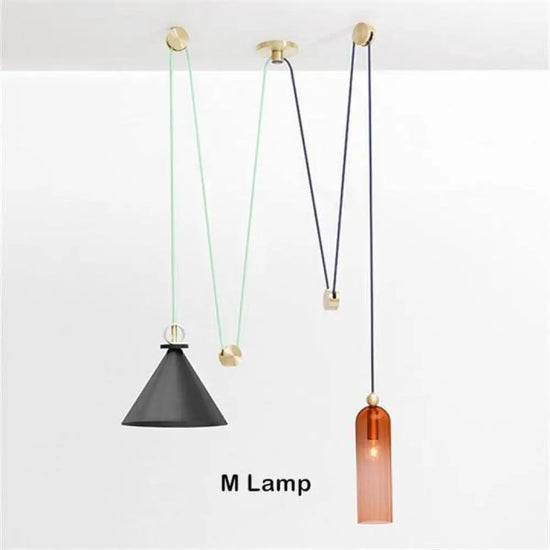 Design Suspension Multi-Lampes Pulley M Luminaire Chambre