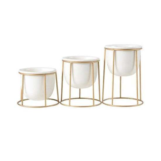 Ensemble De 3 Piédestaux Scandinaves Doré Luminaire Doré