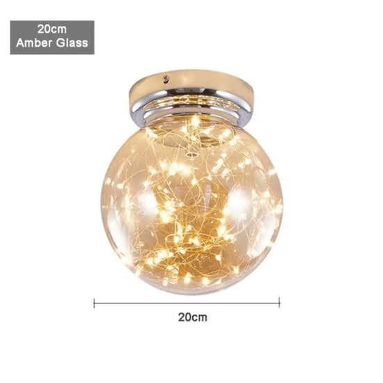 Globe En Verre Led Plafonnier Moderne 20Cm - Ambre Luminaire Chambre
