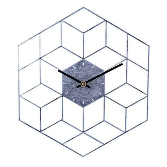 Horloge Murale Hexagonale Métal 40Cm Luminaire Doré