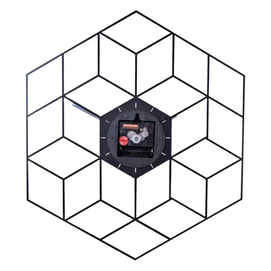 Horloge Murale Hexagonale Métal 40Cm Luminaire Doré